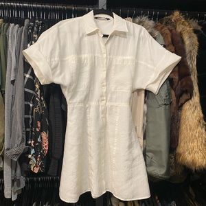 Womens Zara Dress white cuff sleeve short sleeve button down collared medium